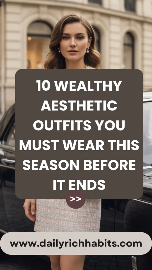 10 Wealthy Lifestyle Aesthetic Outfits for Women That Quietly Scream “I’ve Made It” 1 Fashionable woman promoting luxury outfits