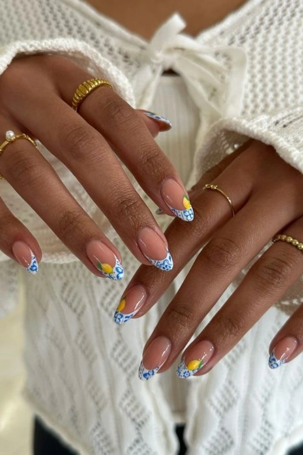 Summer french tips nails