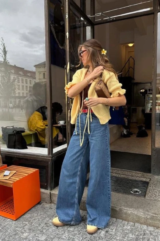 Wide leg jeans outfits