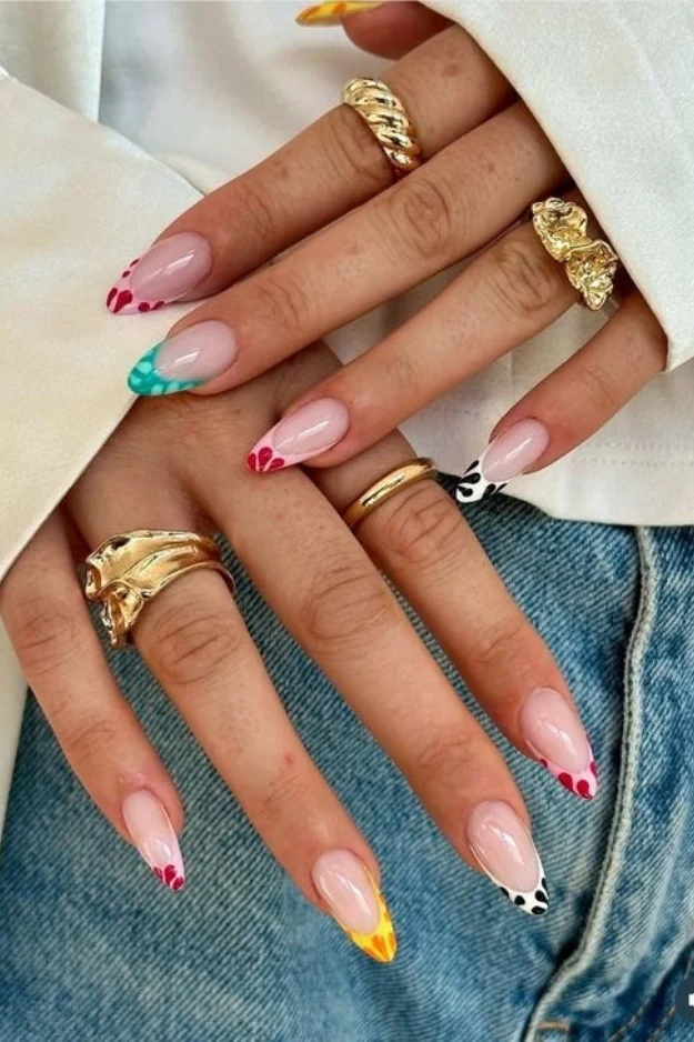 Summer french tips nails