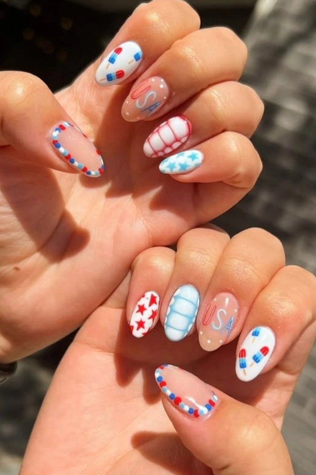 27 Cute 4th of July Nail ideas That Were Basically Made for Fireworks Photos 14 4th of July Nail Ideas