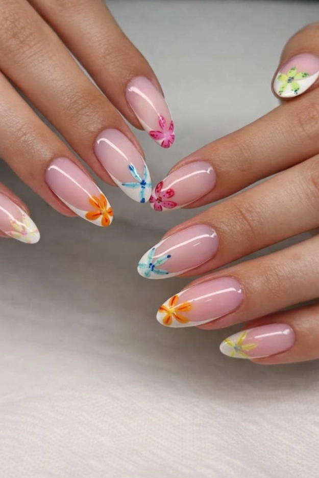 Summer french tips nails