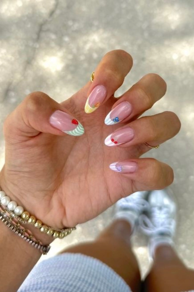 Summer french tips nails