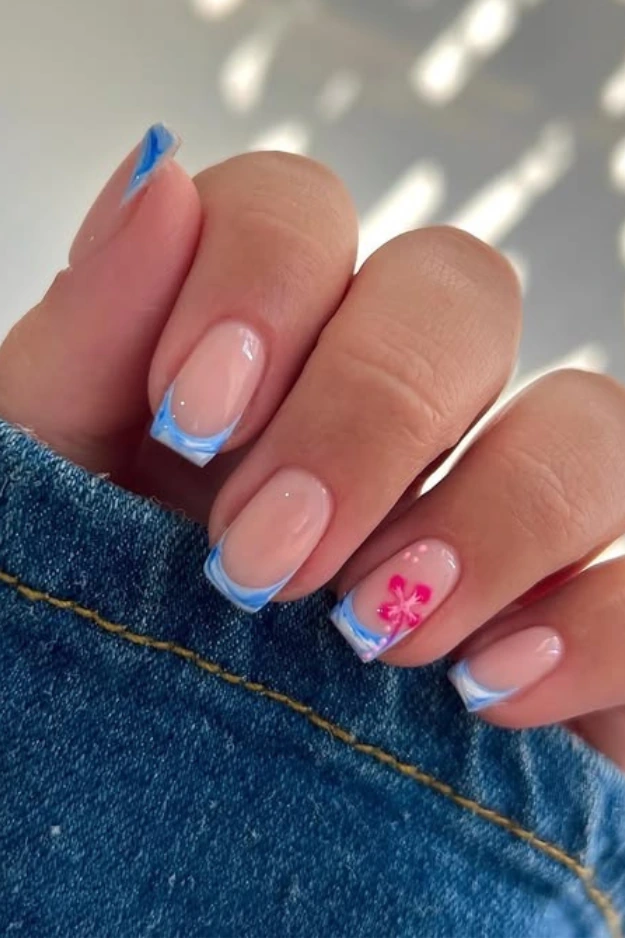 Summer french tips nails