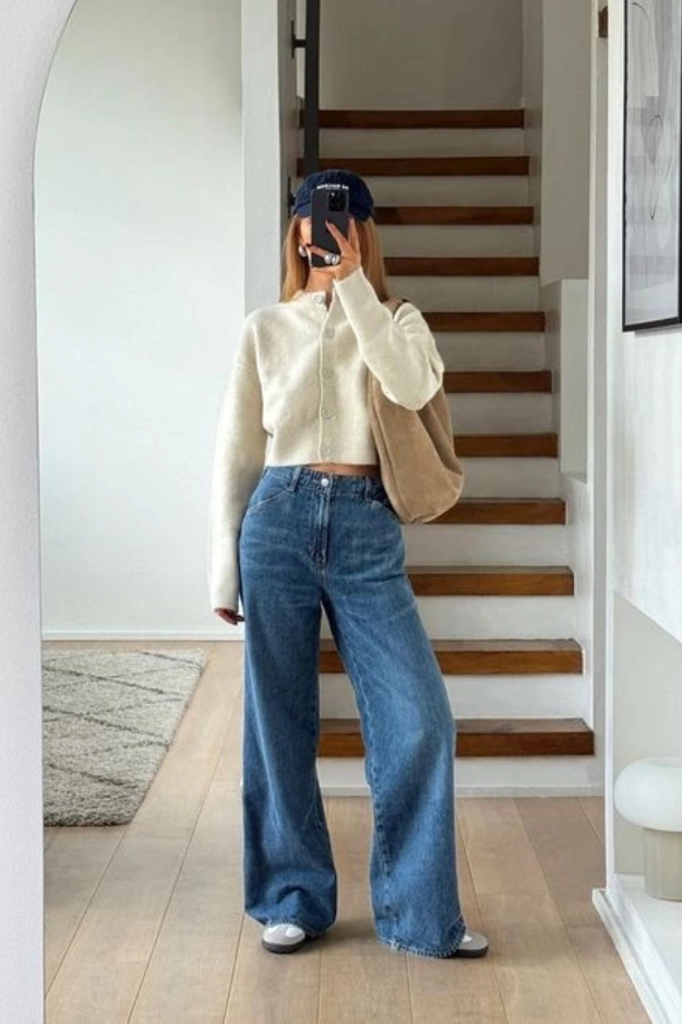 Wide leg jeans outfits