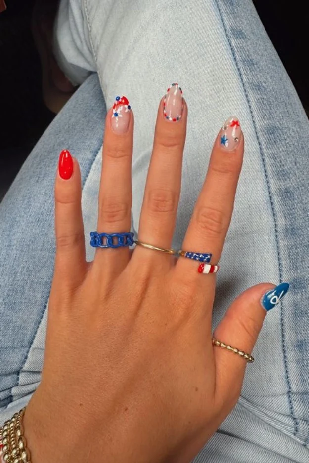 27 Cute 4th of July Nail ideas That Were Basically Made for Fireworks Photos 25 4th of July Nail Ideas