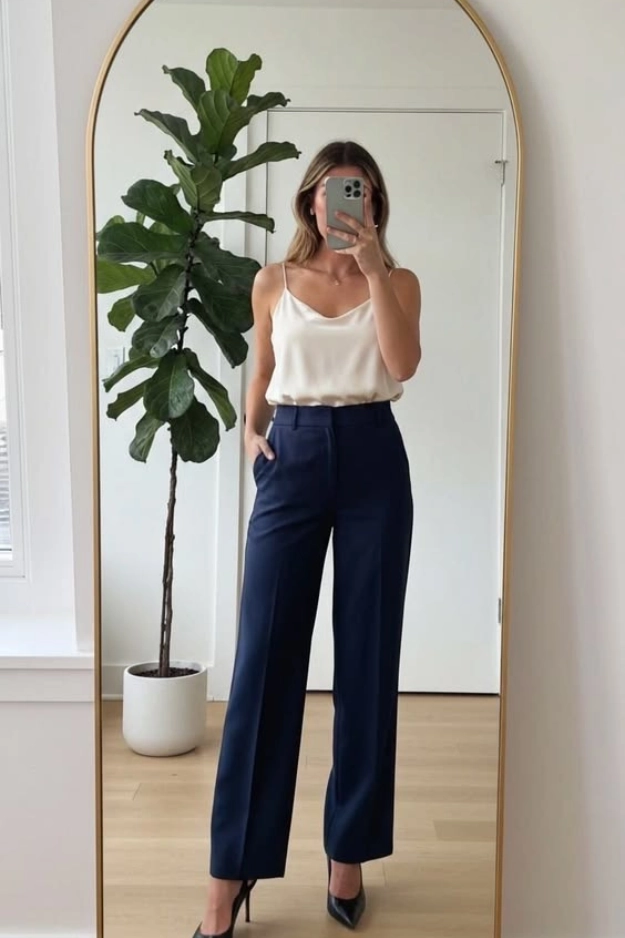 Classy Navy Blue Pants Outfits That Make Getting Dressed Feel Effortless 6 Navy Blue Pants Outfits
