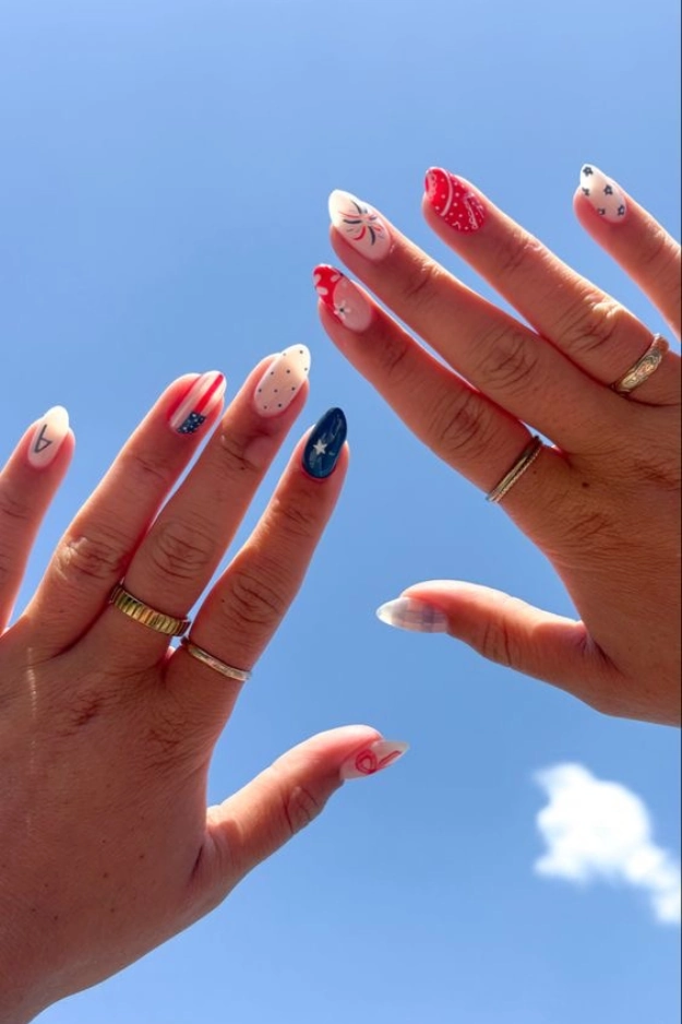 27 Cute 4th of July Nail ideas That Were Basically Made for Fireworks Photos 7 4th of July Nail Ideas