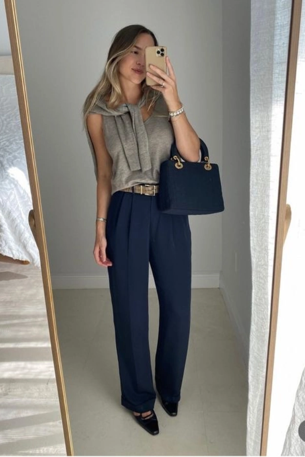 Classy Navy Blue Pants Outfits That Make Getting Dressed Feel Effortless 8 Navy Blue Pants Outfits