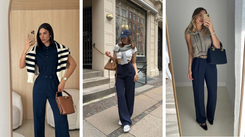 Classy Navy Blue Pants Outfits That Make Getting Dressed Feel Effortless 3 Navy Blue Pants Outfits