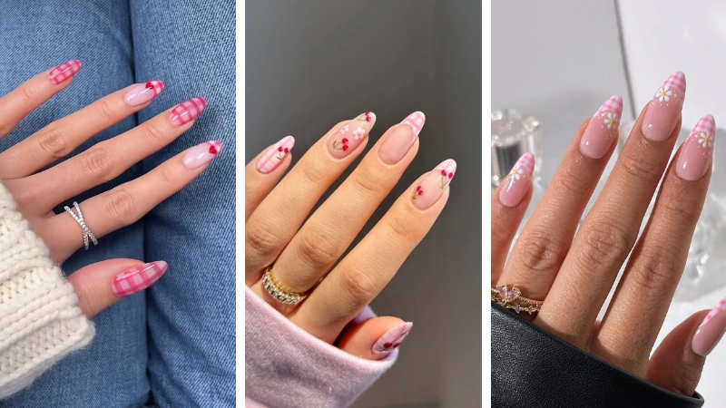 12 Pink Plaid Nails So Pretty, They Belong on a Pinterest Mood Board 11 Pink Plaid Nails