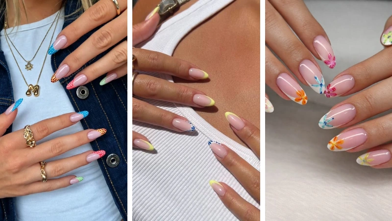 Summer french tips nails